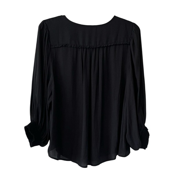 Anthropologie Black Women's Button Front Blouse Top with Bell Sleeves Size XL - Picture 3 of 5